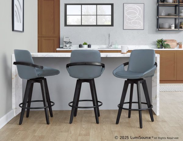 Cosmo 26 Contemporary Bamboo Grey Faux Leather Counter Stools Set of 2