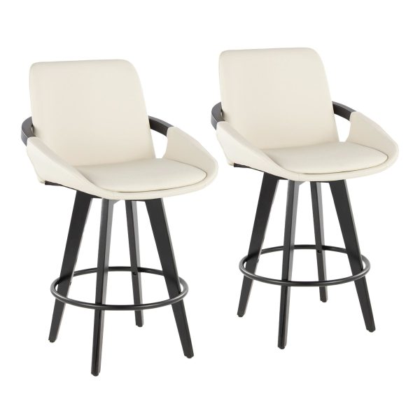 Cosmo 26 Contemporary Black Bamboo Swivel Counter Stool Set of 2 1