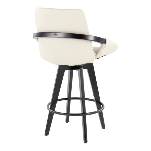 Cosmo 26 Contemporary Black Bamboo Swivel Counter Stool Set of 2 4