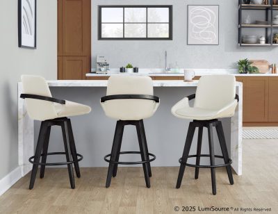 Cosmo 26 Contemporary Black Bamboo Swivel Counter Stool (Set of 2)