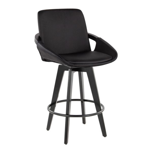 Cosmo 26 Contemporary Black Bamboo Swivel Counter Stools Set of 2 2