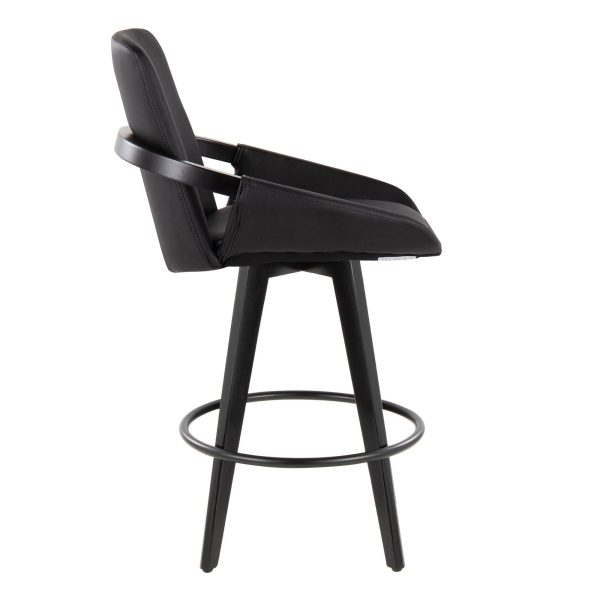 Cosmo 26 Contemporary Black Bamboo Swivel Counter Stools Set of 2 3