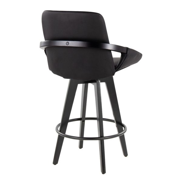 Cosmo 26 Contemporary Black Bamboo Swivel Counter Stools Set of 2 4