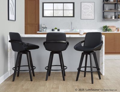 Cosmo 26 Contemporary Black Bamboo Swivel Counter Stools (Set of 2)