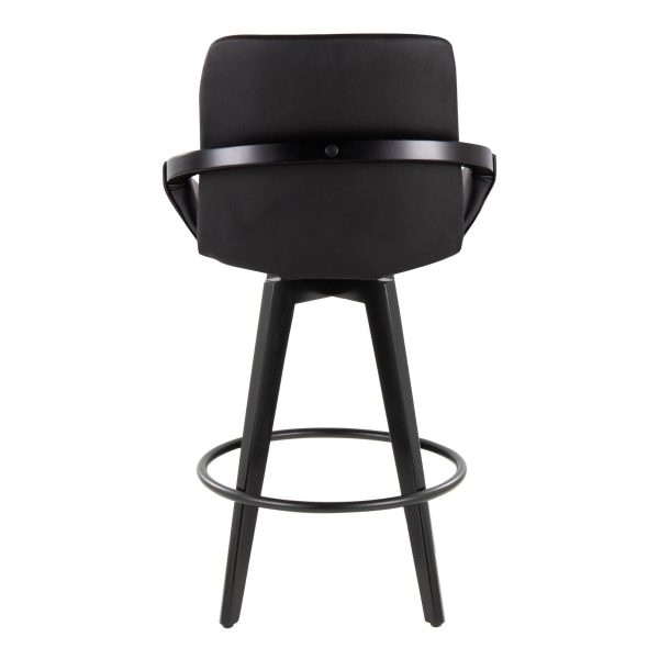 Cosmo 26 Contemporary Black Bamboo Swivel Counter Stools Set of 2 5