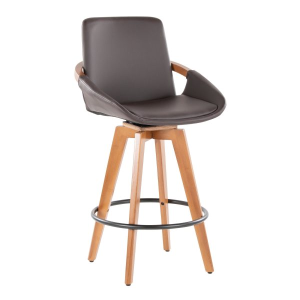 Cosmo 26 Inch Mid Century Swivel Counter Stool Walnut Bamboo 2