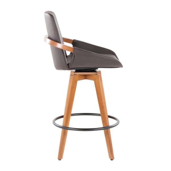 Cosmo 26 Inch Mid Century Swivel Counter Stool Walnut Bamboo 3