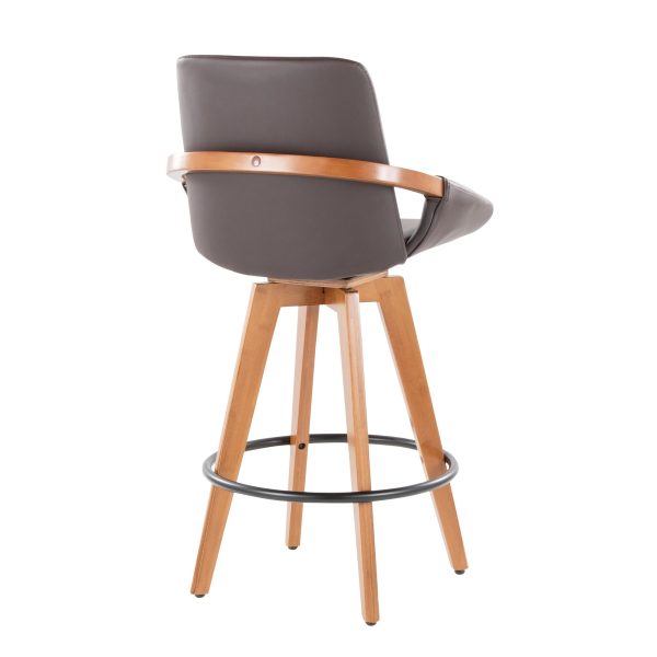 Cosmo 26 Inch Mid Century Swivel Counter Stool Walnut Bamboo 4