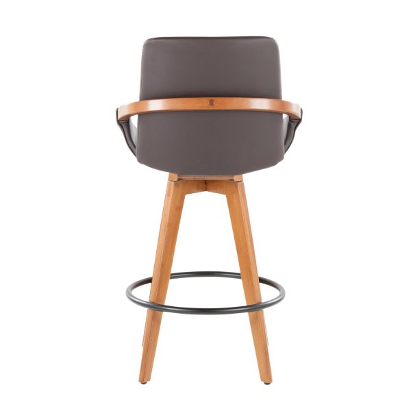 Cosmo 26 Inch Mid Century Swivel Counter Stool Walnut Bamboo 5
