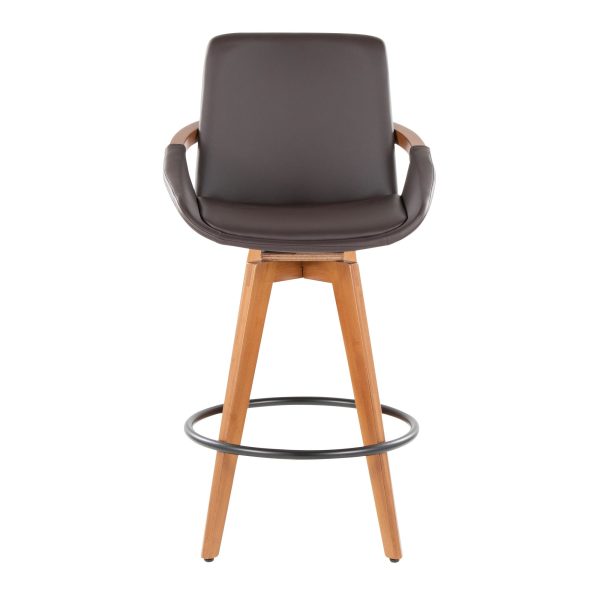 Cosmo 26 Inch Mid Century Swivel Counter Stool Walnut Bamboo 6