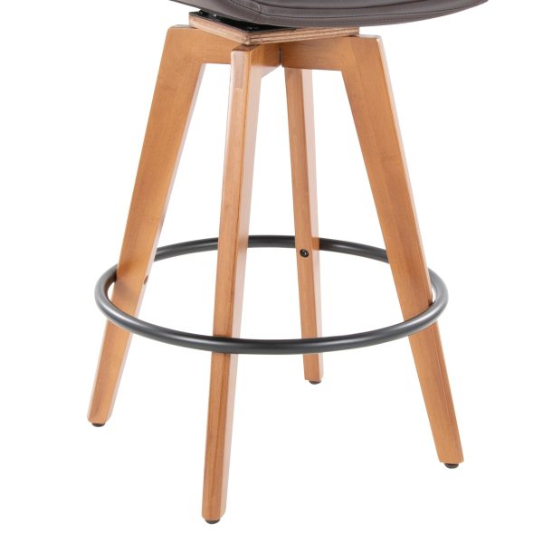 Cosmo 26 Inch Mid Century Swivel Counter Stool Walnut Bamboo 8