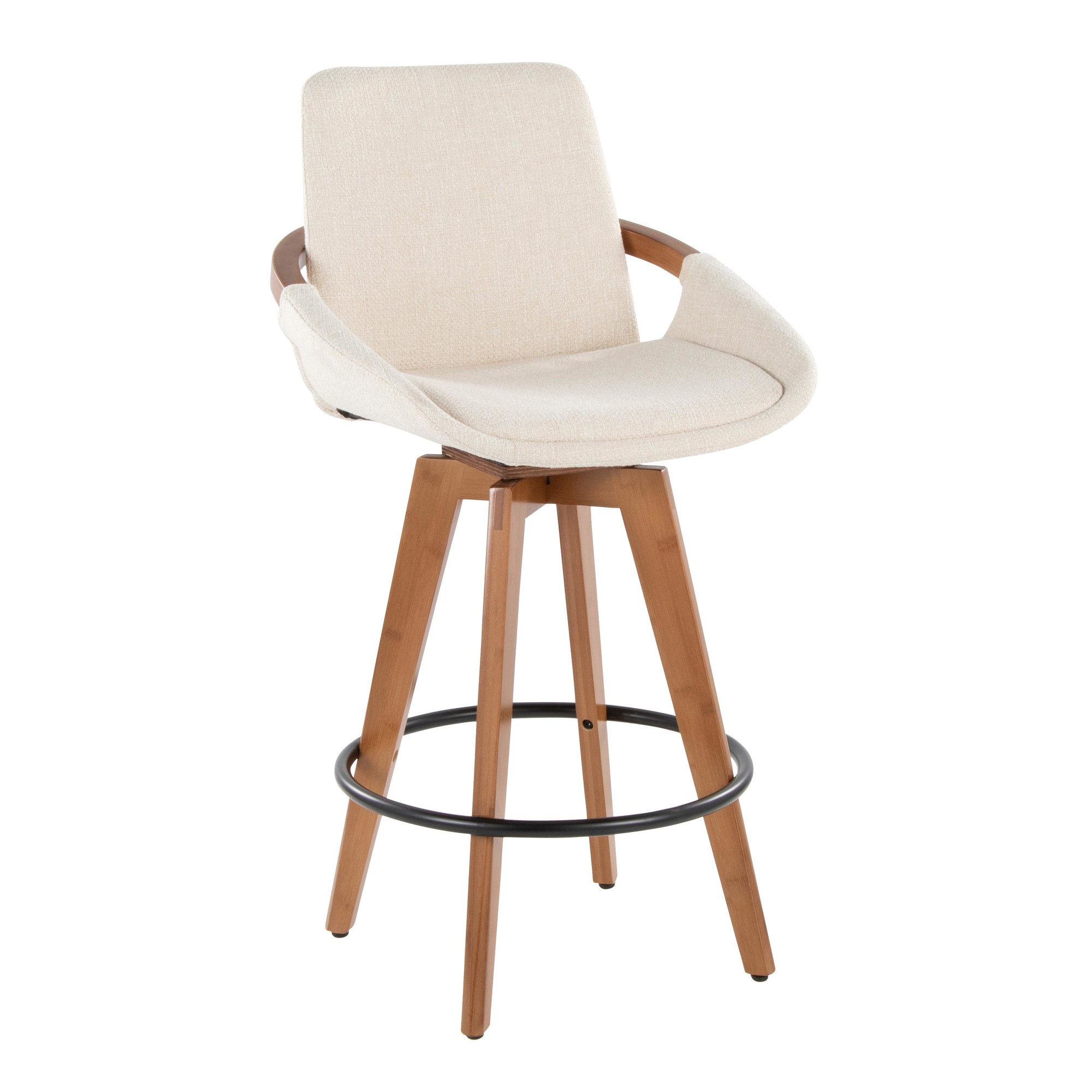 Cosmo 26 Mid-Century Walnut Bamboo Swivel Counter Stool 3 Cosmo 26 Mid-Century Walnut Bamboo Swivel Counter Stool - Image 3