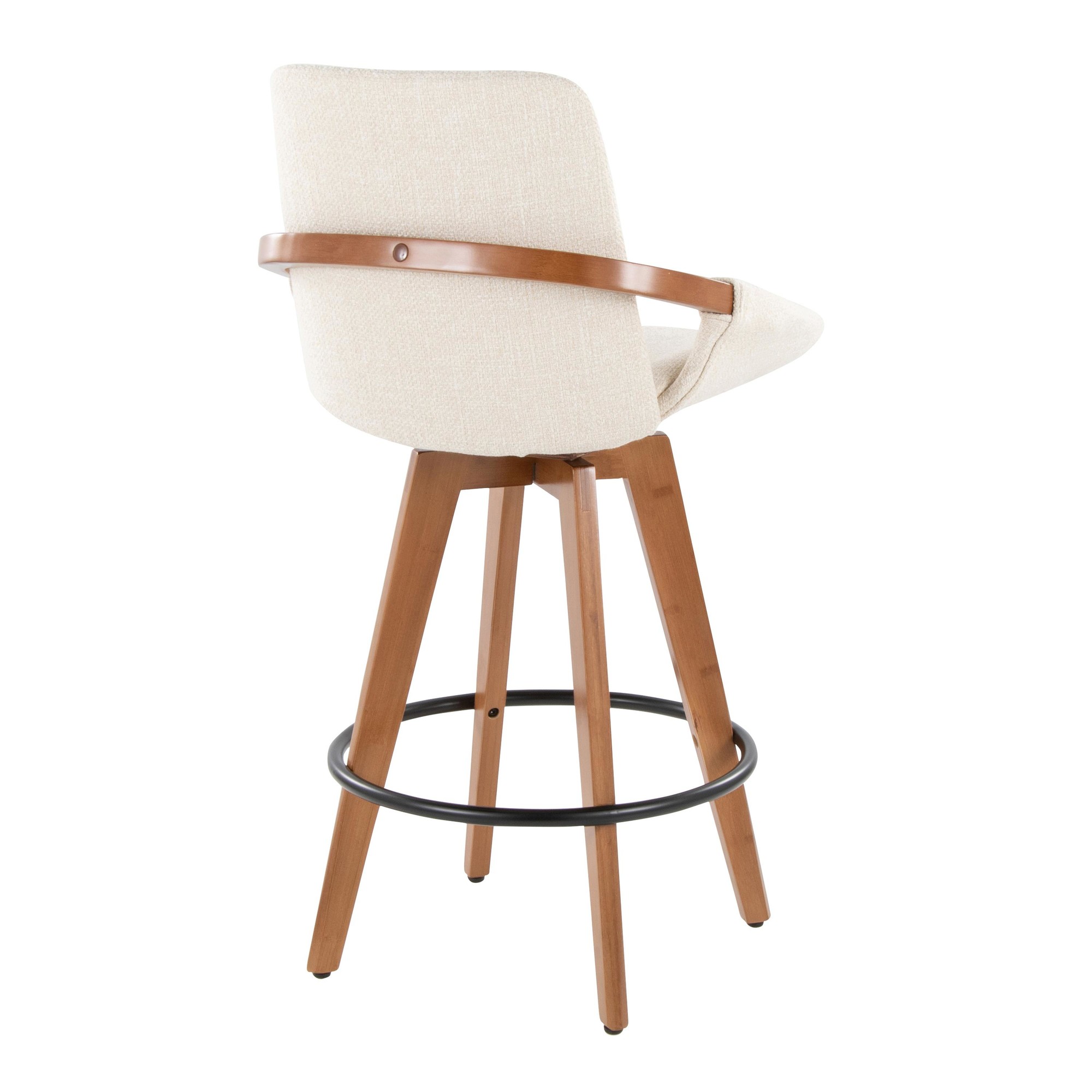Cosmo 26 Mid-Century Walnut Bamboo Swivel Counter Stool 5 Cosmo 26 Mid-Century Walnut Bamboo Swivel Counter Stool - Image 5