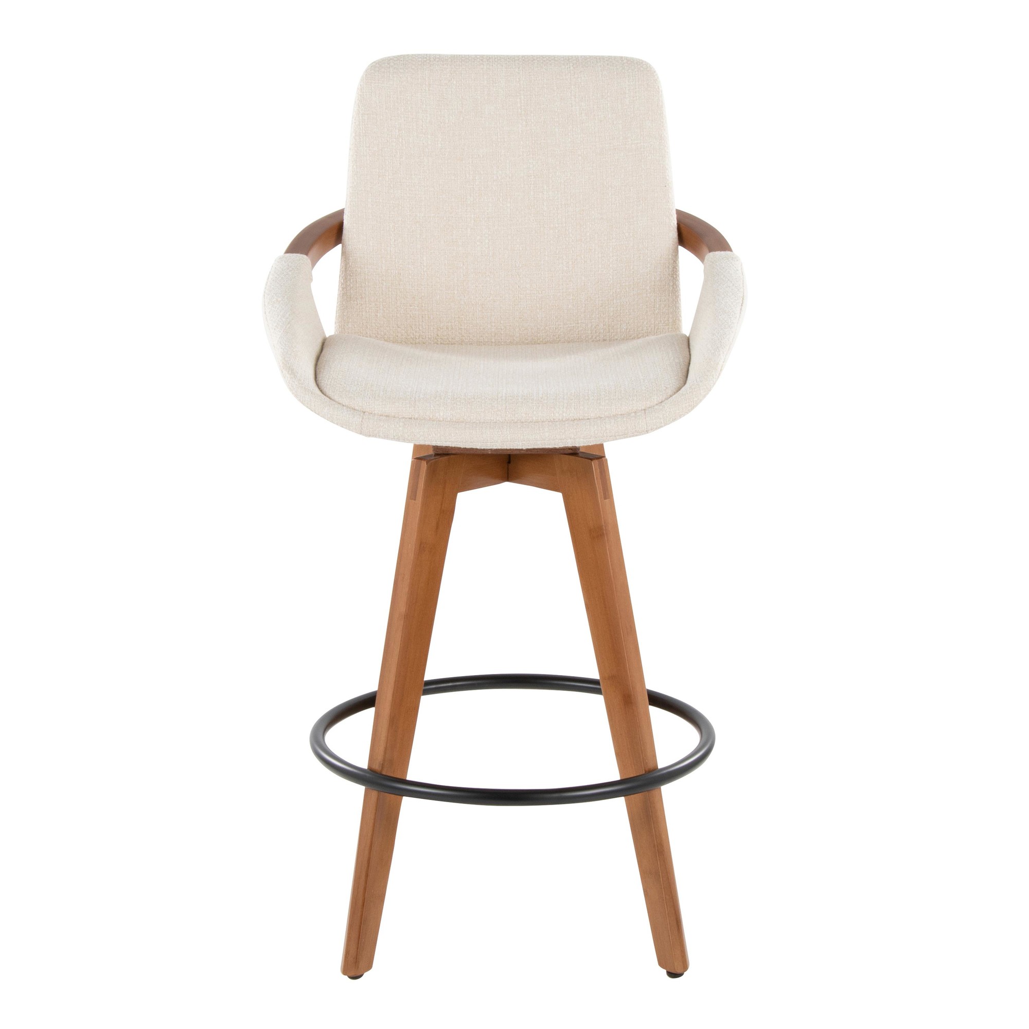 Cosmo 26 Mid-Century Walnut Bamboo Swivel Counter Stool 7 Cosmo 26 Mid-Century Walnut Bamboo Swivel Counter Stool - Image 7