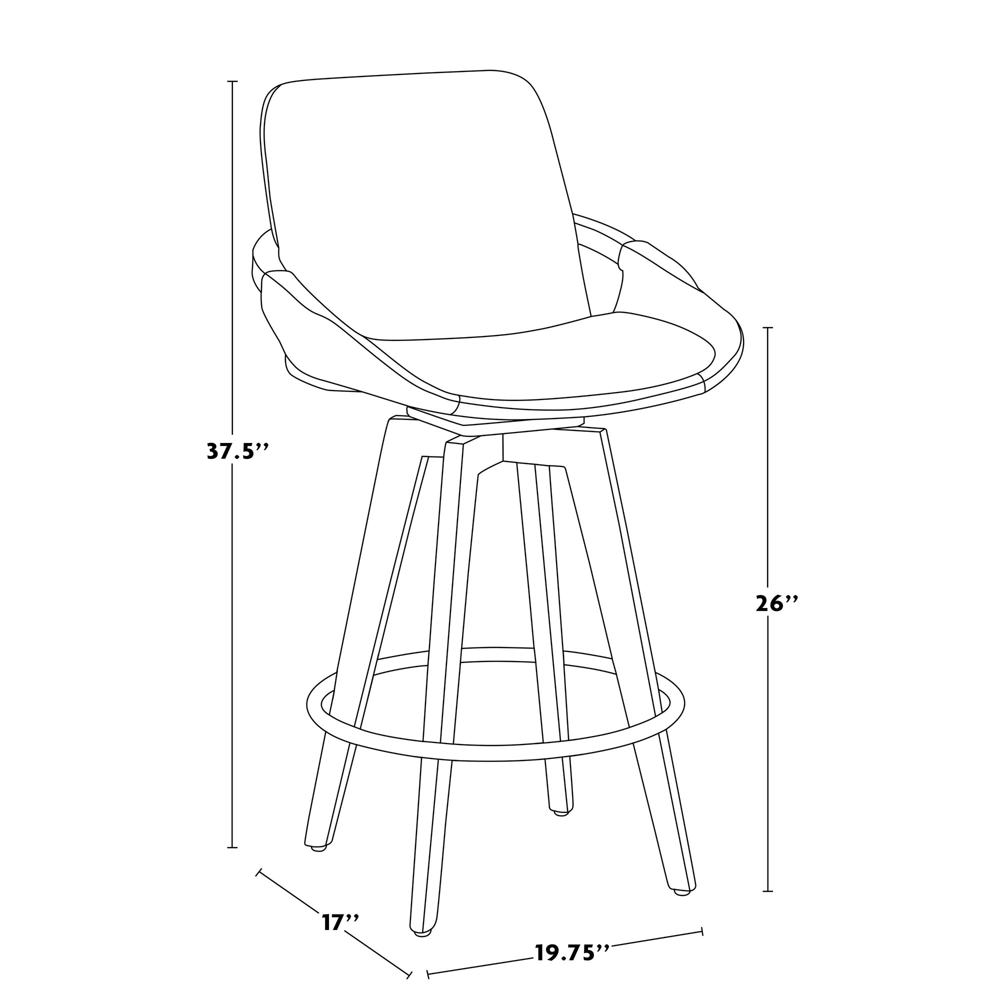 Cosmo 26 Mid-Century Walnut Bamboo Swivel Counter Stool 10 Cosmo 26 Mid-Century Walnut Bamboo Swivel Counter Stool - Image 10