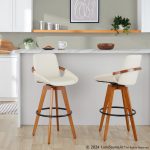 Cosmo 29-Inch Mid-Century Modern Swivel Barstool Bamboo Cream 16 Cosmo 29-Inch Mid-Century Modern Swivel Barstool Bamboo Cream