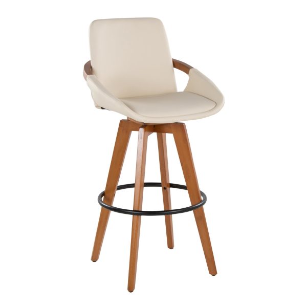 Cosmo 29 Inch Mid Century Modern Swivel Barstool Bamboo Cream 4