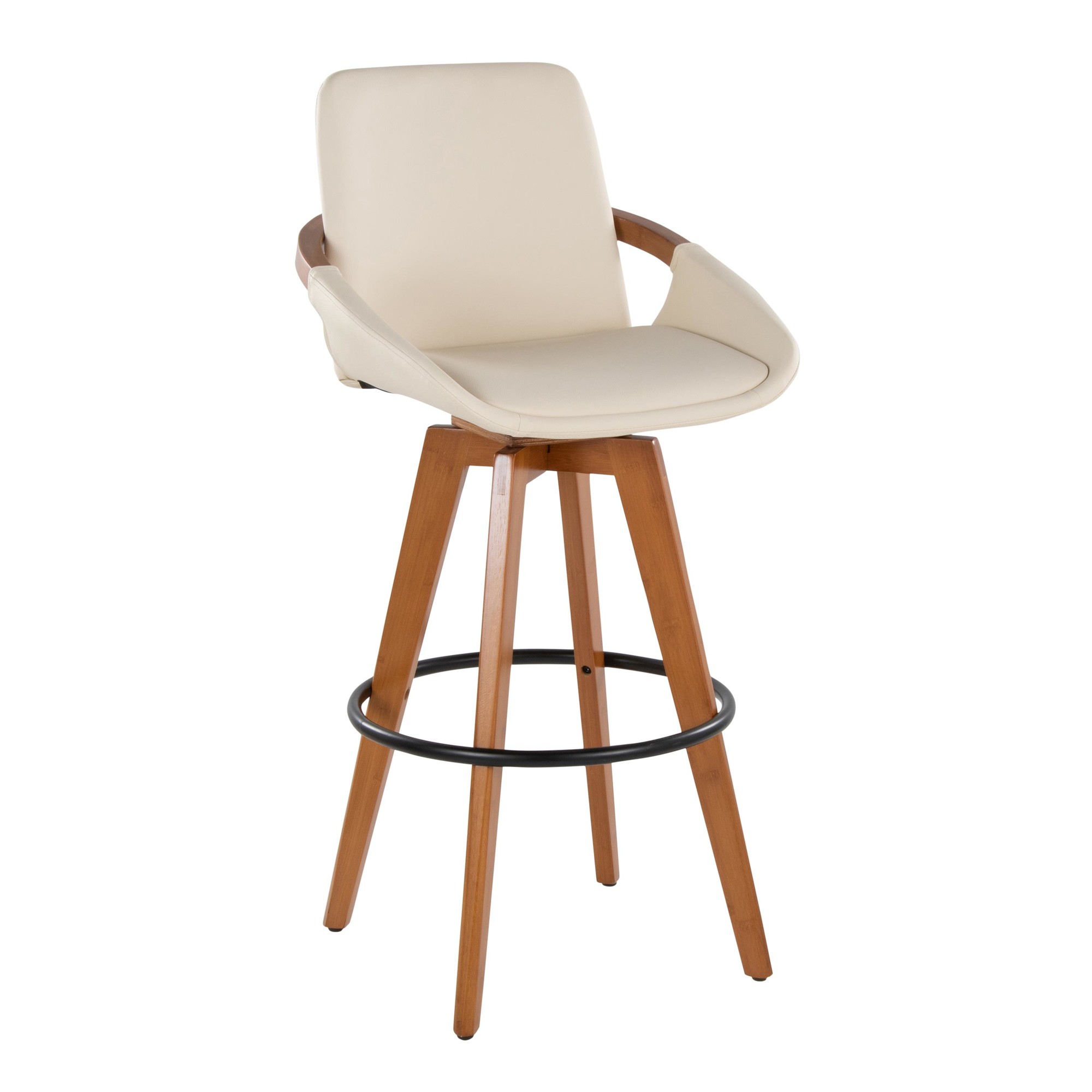 Cosmo 29-Inch Mid-Century Modern Swivel Barstool Bamboo Cream 5 Cosmo 29-Inch Mid-Century Modern Swivel Barstool Bamboo Cream - Image 5