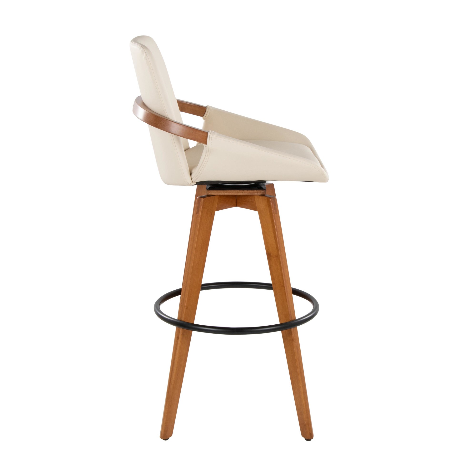 Cosmo 29-Inch Mid-Century Modern Swivel Barstool Bamboo Cream 6 Cosmo 29-Inch Mid-Century Modern Swivel Barstool Bamboo Cream - Image 6