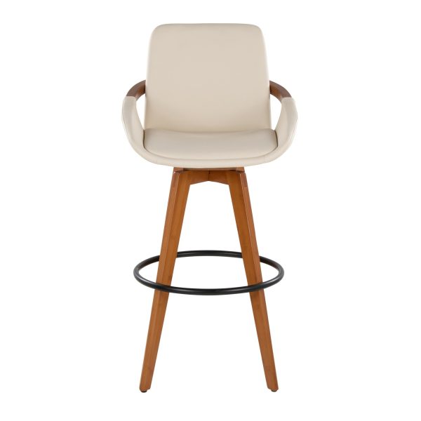 Cosmo 29 Inch Mid Century Modern Swivel Barstool Bamboo Cream 8