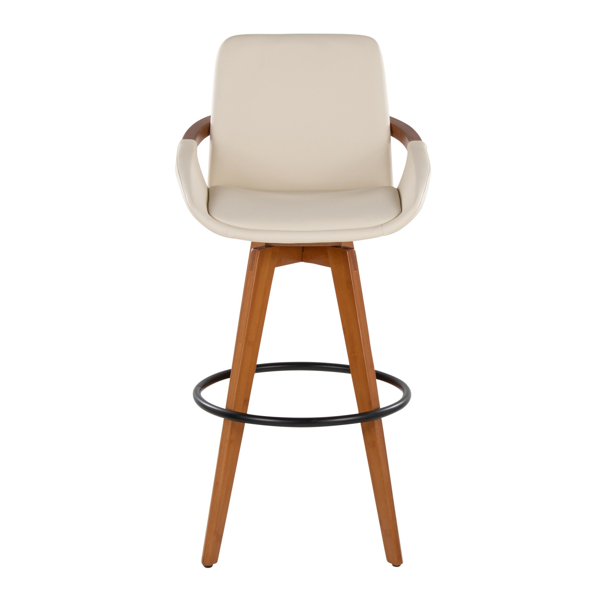 Cosmo 29-Inch Mid-Century Modern Swivel Barstool Bamboo Cream 9 Cosmo 29-Inch Mid-Century Modern Swivel Barstool Bamboo Cream - Image 9