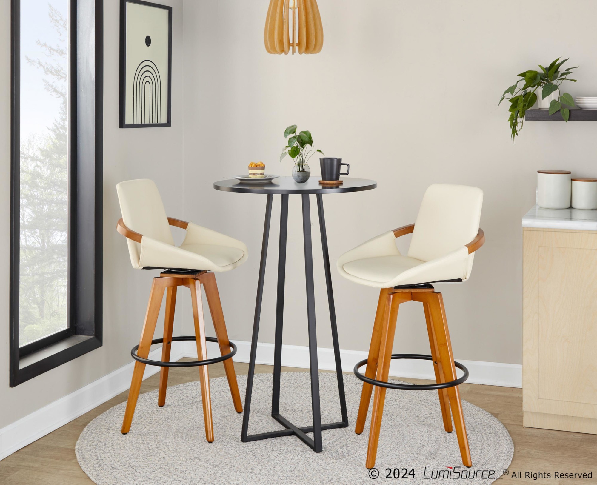 Cosmo 29-Inch Mid-Century Modern Swivel Barstool Bamboo Cream 1 Cosmo 29-Inch Mid-Century Modern Swivel Barstool Bamboo Cream