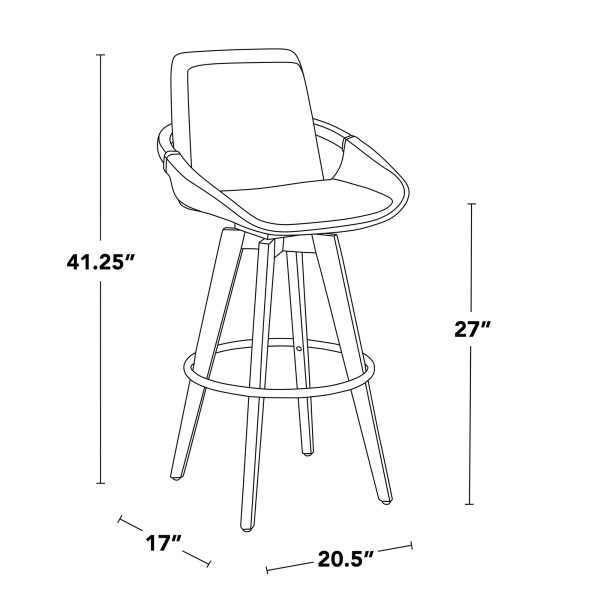 Cosmo 29 Inch Mid Century Walnut Bamboo Swivel Barstool 10