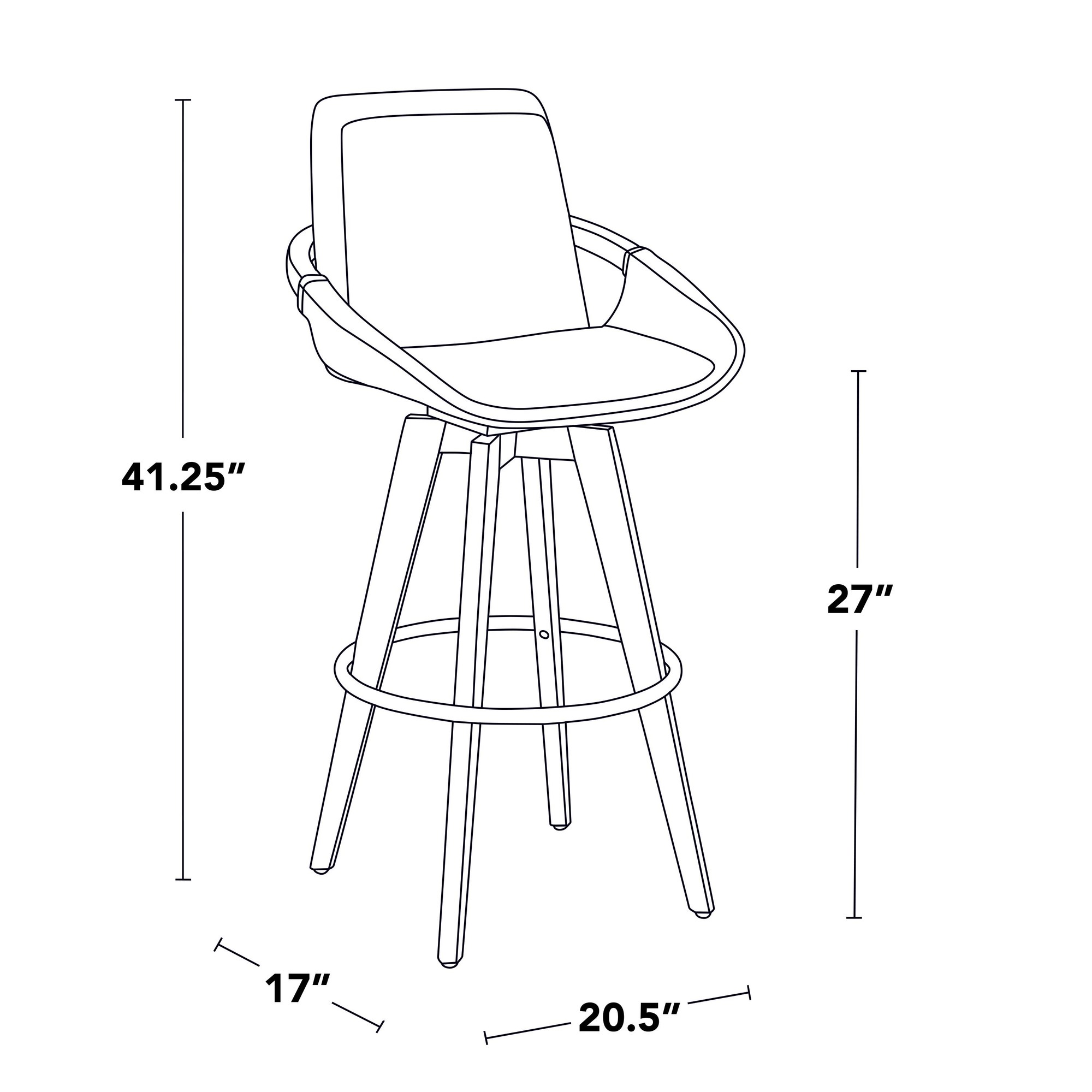 Cosmo 29-Inch Mid-Century Walnut Bamboo Swivel Barstool 11 Cosmo 29-Inch Mid-Century Walnut Bamboo Swivel Barstool - Image 11