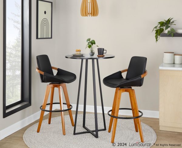 Cosmo 29 Inch Mid Century Walnut Bamboo Swivel Barstool 2