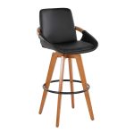 Cosmo 29-Inch Mid-Century Walnut Bamboo Swivel Barstool 17 Cosmo 29-Inch Mid-Century Walnut Bamboo Swivel Barstool