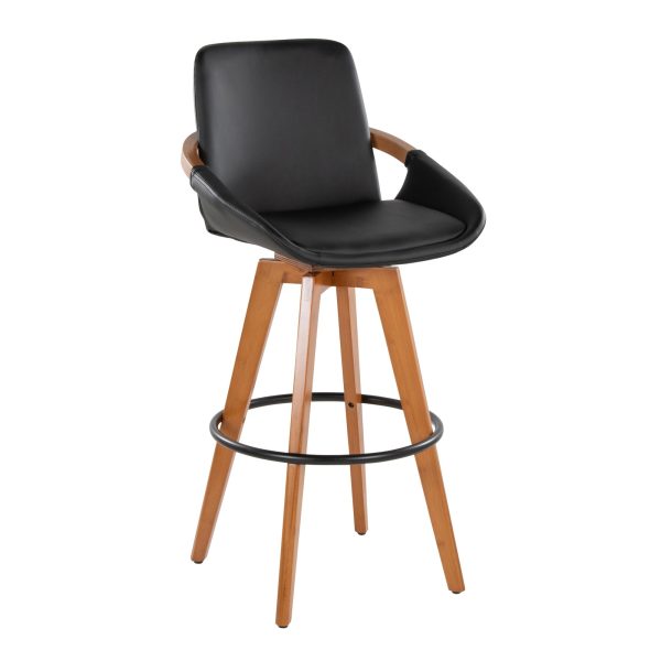 Cosmo 29 Inch Mid Century Walnut Bamboo Swivel Barstool 4