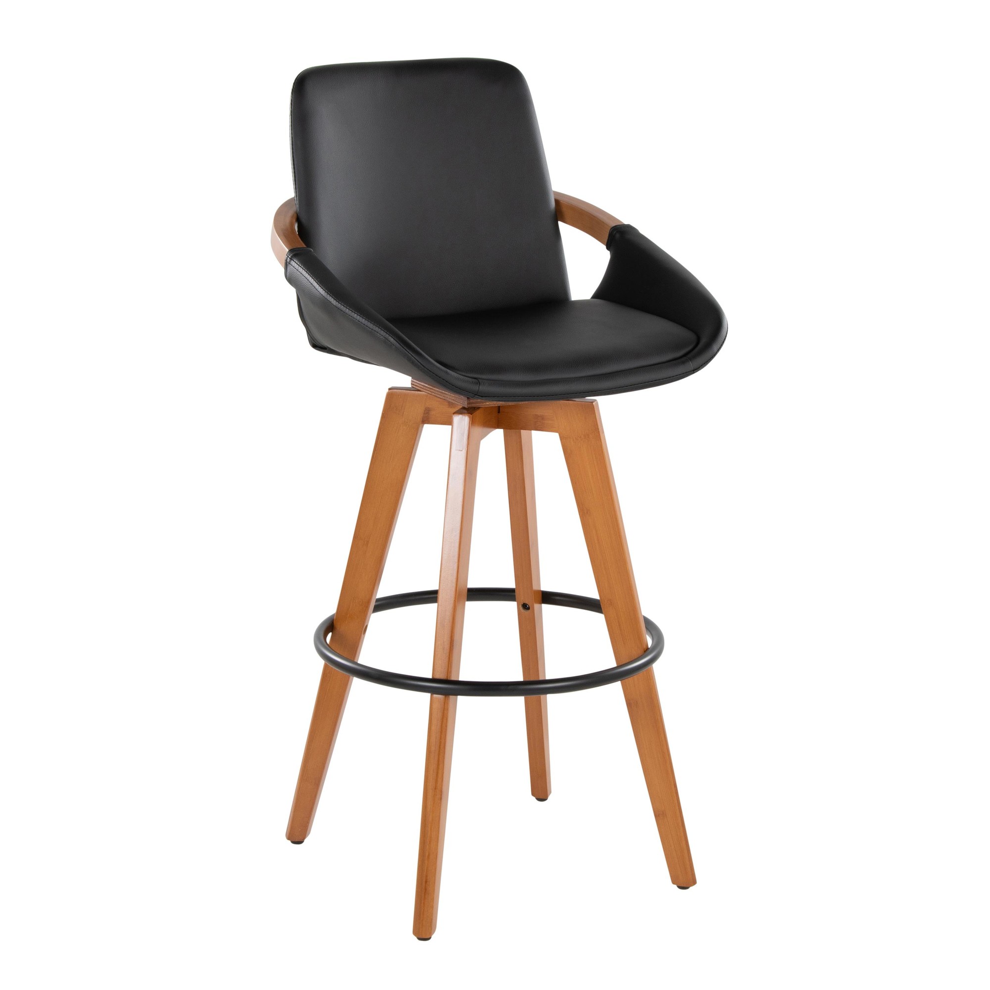 Cosmo 29-Inch Mid-Century Walnut Bamboo Swivel Barstool 5 Cosmo 29-Inch Mid-Century Walnut Bamboo Swivel Barstool - Image 5