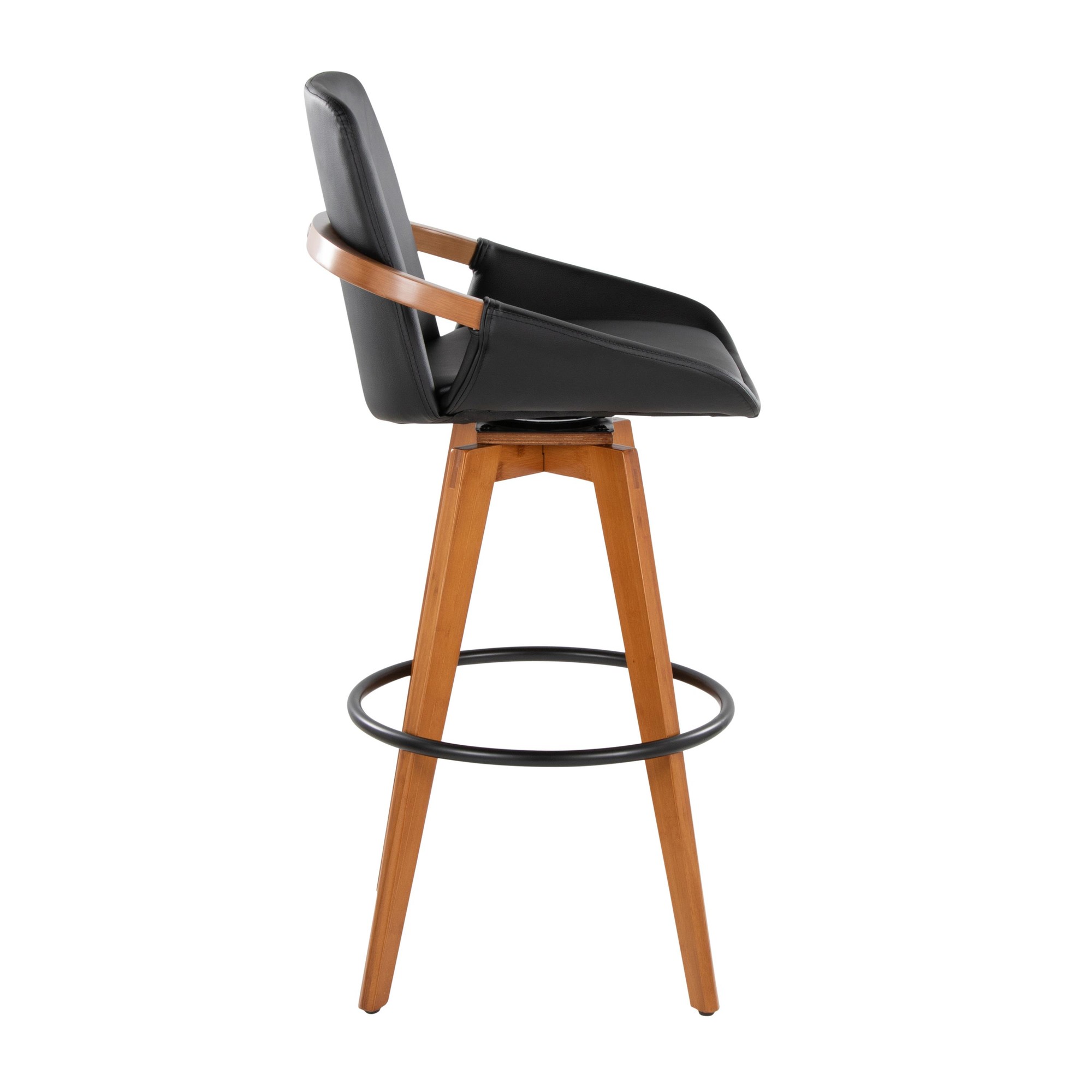 Cosmo 29-Inch Mid-Century Walnut Bamboo Swivel Barstool 6 Cosmo 29-Inch Mid-Century Walnut Bamboo Swivel Barstool - Image 6