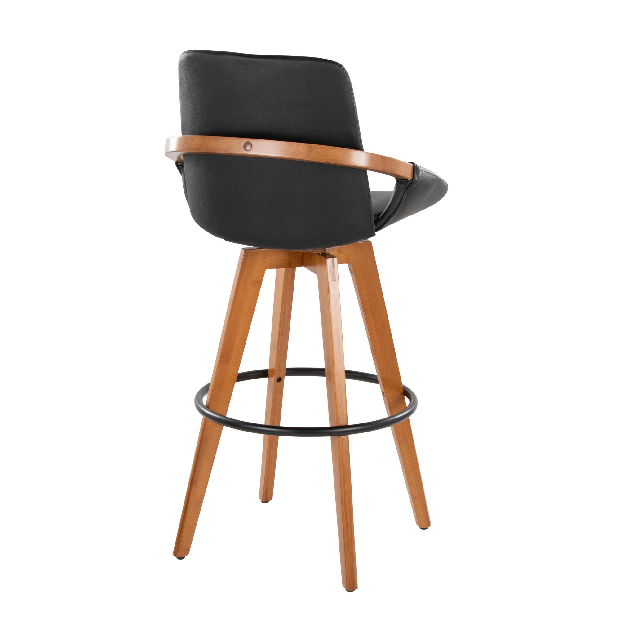 Cosmo 29-Inch Mid-Century Walnut Bamboo Swivel Barstool 7 Cosmo 29-Inch Mid-Century Walnut Bamboo Swivel Barstool - Image 7