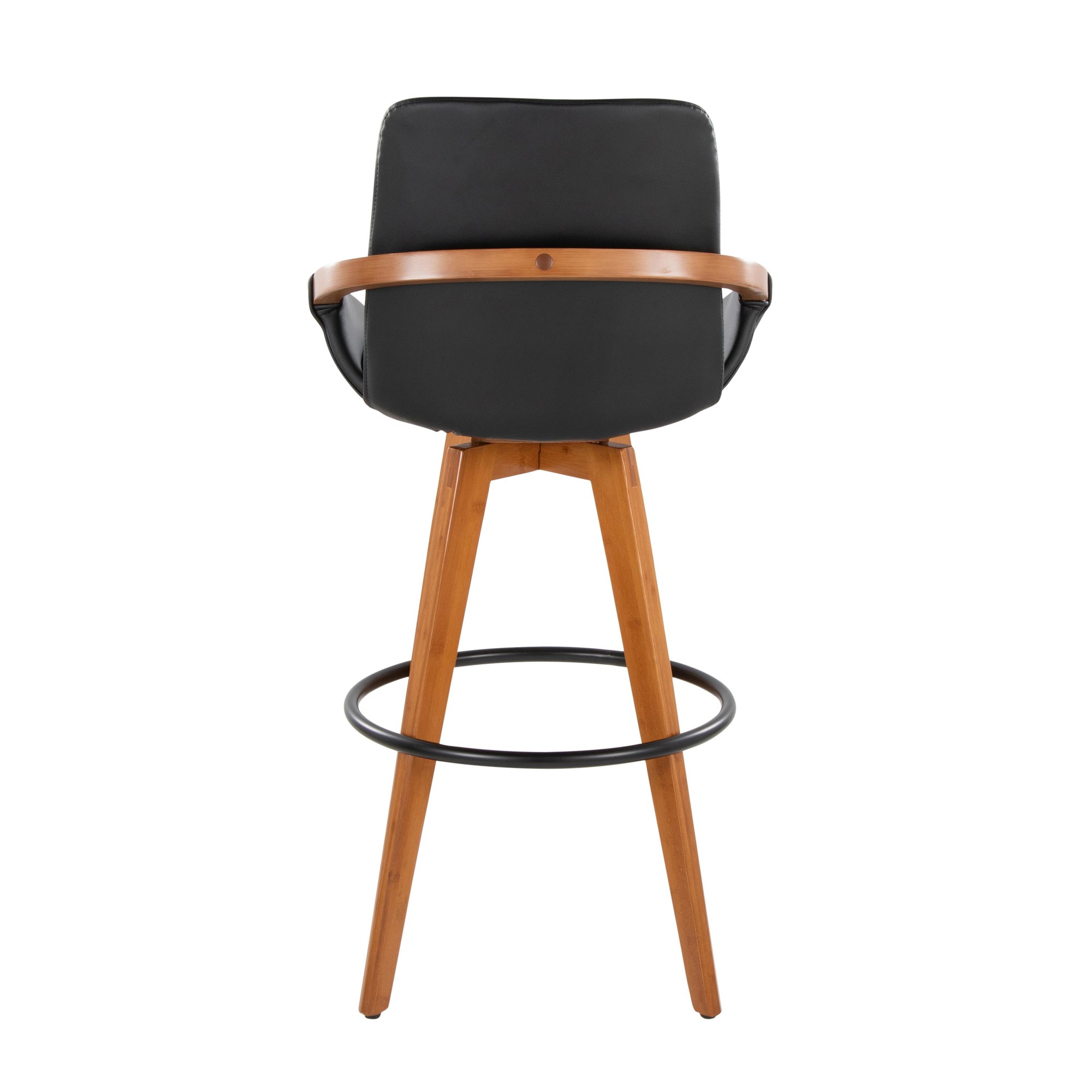 Cosmo 29-Inch Mid-Century Walnut Bamboo Swivel Barstool 8 Cosmo 29-Inch Mid-Century Walnut Bamboo Swivel Barstool - Image 8