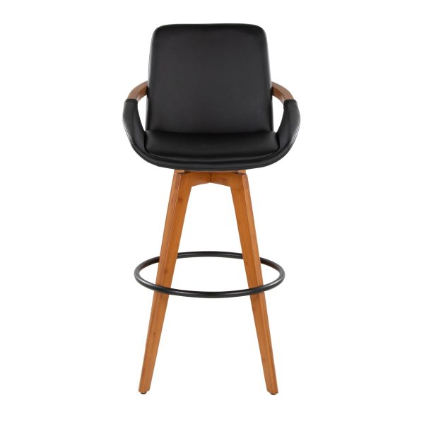 Cosmo 29 Inch Mid Century Walnut Bamboo Swivel Barstool 8