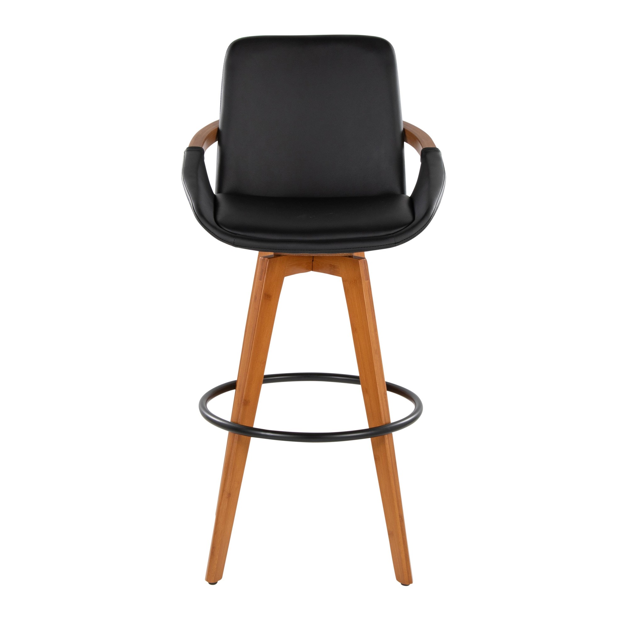Cosmo 29-Inch Mid-Century Walnut Bamboo Swivel Barstool 9 Cosmo 29-Inch Mid-Century Walnut Bamboo Swivel Barstool - Image 9