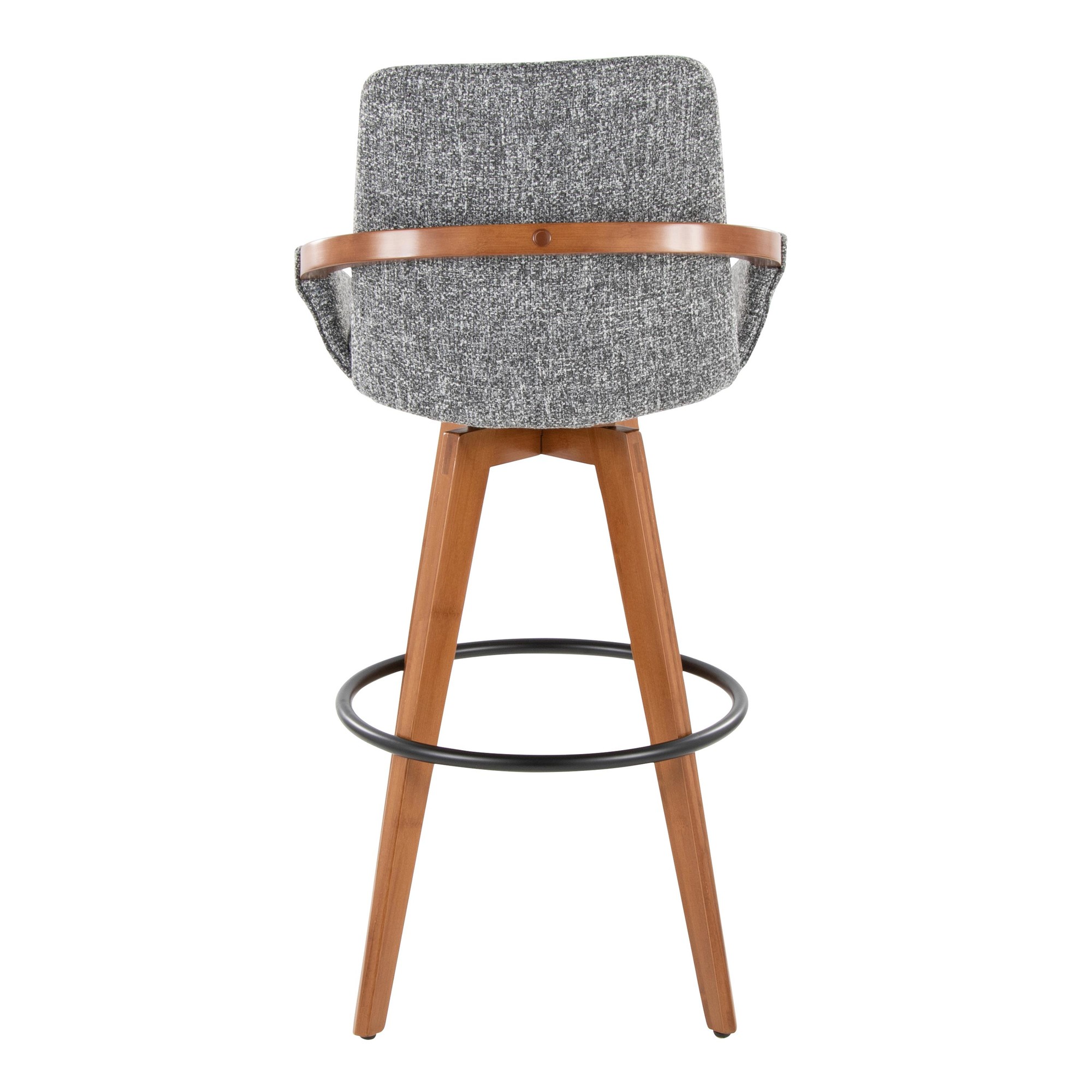 Cosmo 29-Inch Mid-Century Walnut Bamboo Swivel Barstool w/ Black Metal Footrest 6 Cosmo 29-Inch Mid-Century Walnut Bamboo Swivel Barstool w/ Black Metal Footrest - Image 6