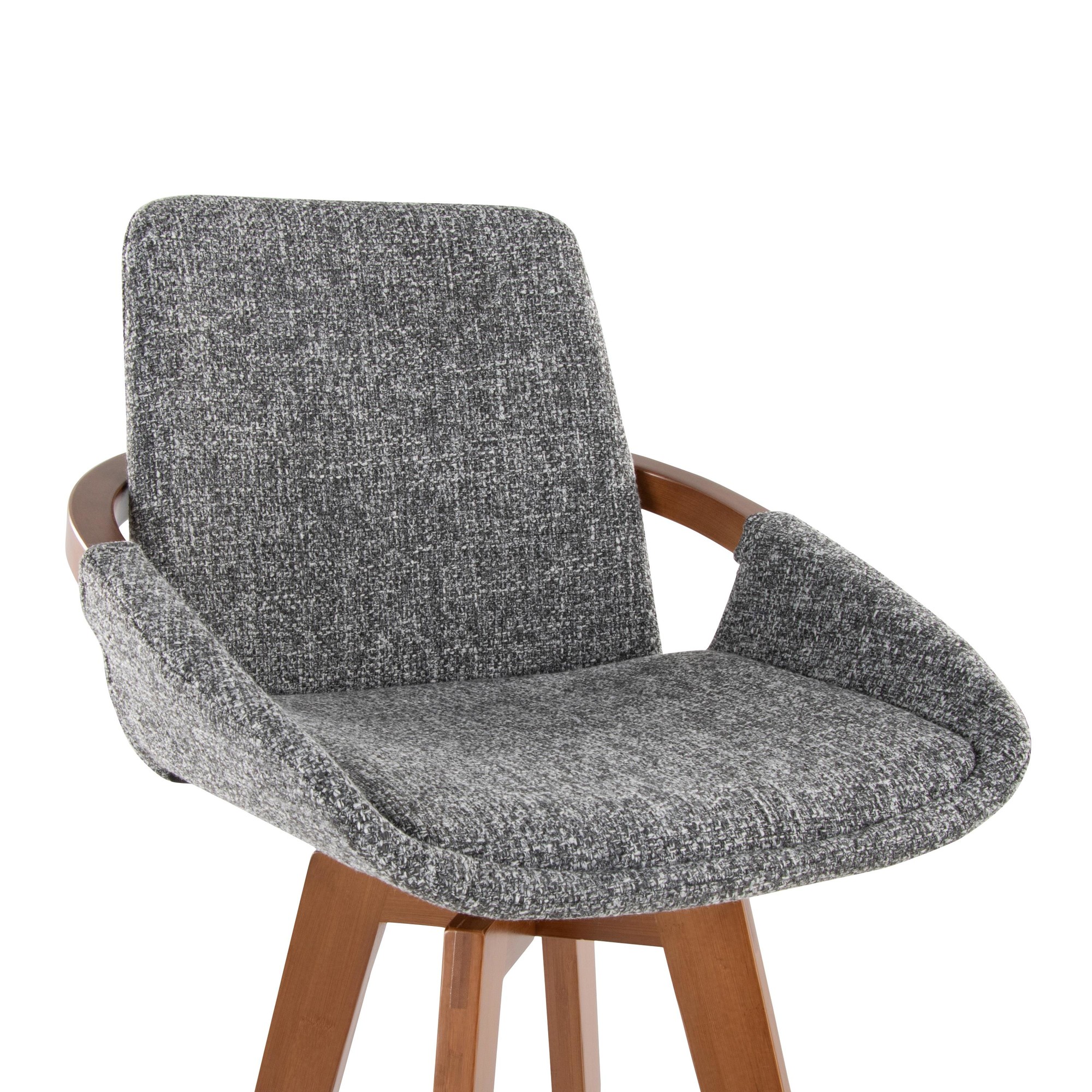 Cosmo 29-Inch Mid-Century Walnut Bamboo Swivel Barstool w/ Black Metal Footrest 8 Cosmo 29-Inch Mid-Century Walnut Bamboo Swivel Barstool w/ Black Metal Footrest - Image 8