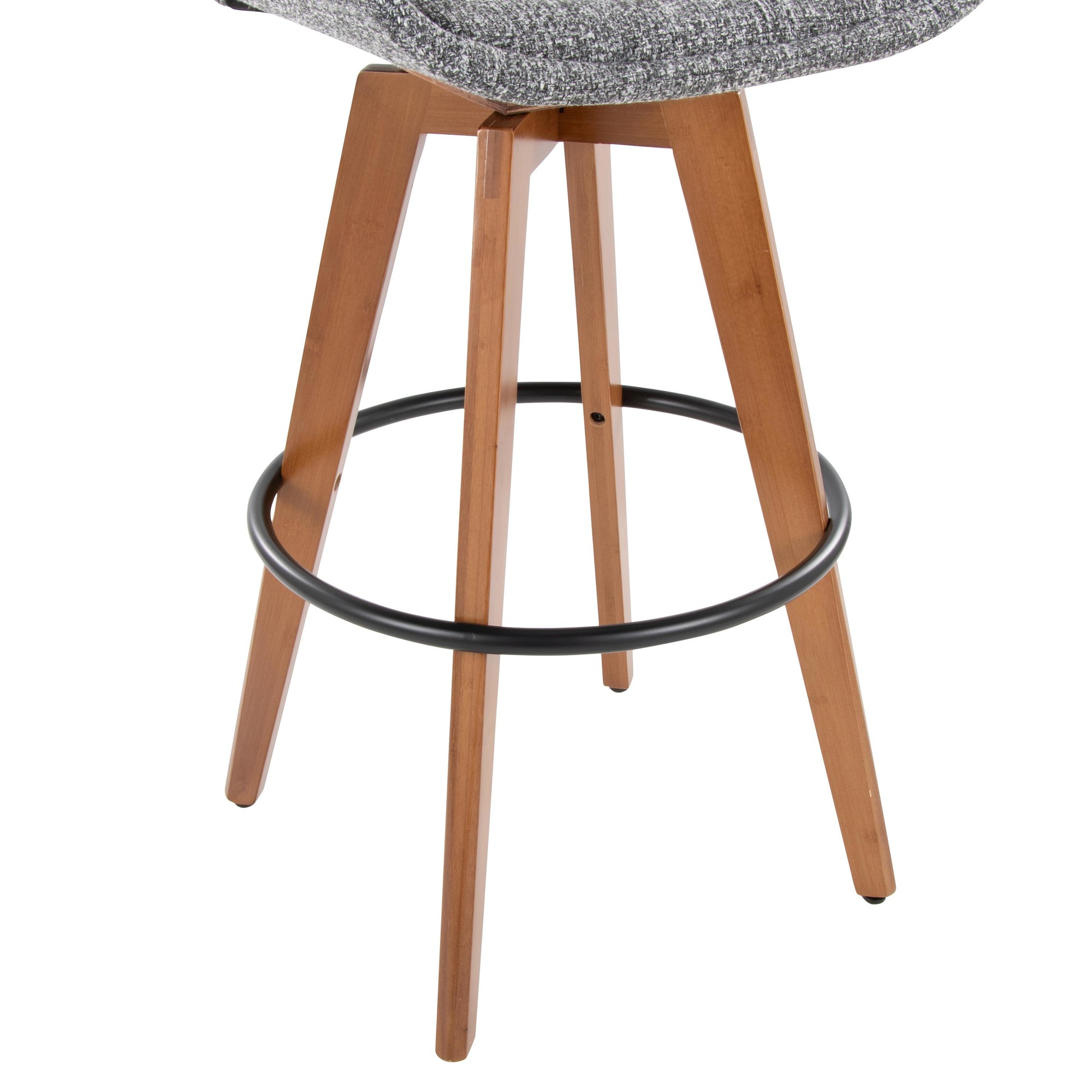 Cosmo 29-Inch Mid-Century Walnut Bamboo Swivel Barstool w/ Black Metal Footrest 9 Cosmo 29-Inch Mid-Century Walnut Bamboo Swivel Barstool w/ Black Metal Footrest - Image 9