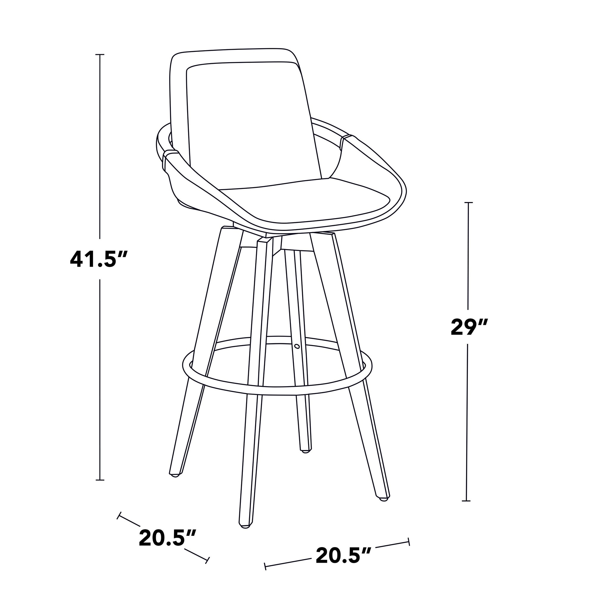 Cosmo 29-Inch Mid-Century Walnut Bamboo Swivel Barstool w/ Black Metal Footrest 10 Cosmo 29-Inch Mid-Century Walnut Bamboo Swivel Barstool w/ Black Metal Footrest - Image 10