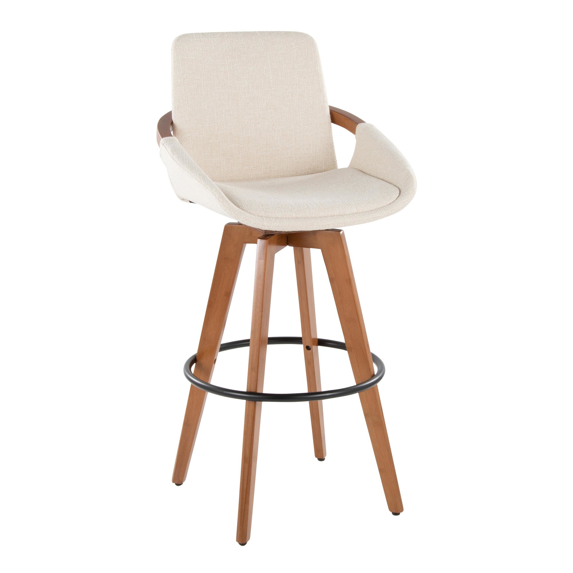 Cosmo 29 Inch Walnut Bamboo Mid-Century Swivel Barstool 3 Cosmo 29 Inch Walnut Bamboo Mid-Century Swivel Barstool - Image 3