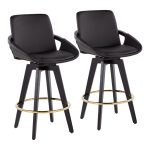 Cosmo Black Faux Leather Contemporary Swivel Counter Stool (Set of 2) 12 Cosmo Black Faux Leather Contemporary Swivel Counter Stool (Set of 2)