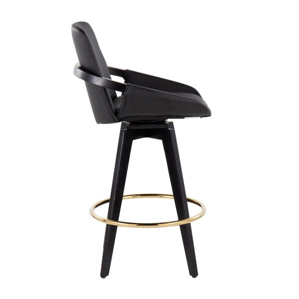 Cosmo Black Faux Leather Contemporary Swivel Counter Stool Set of 2 3