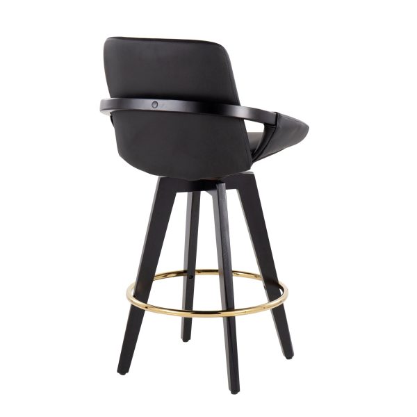 Cosmo Black Faux Leather Contemporary Swivel Counter Stool Set of 2 4