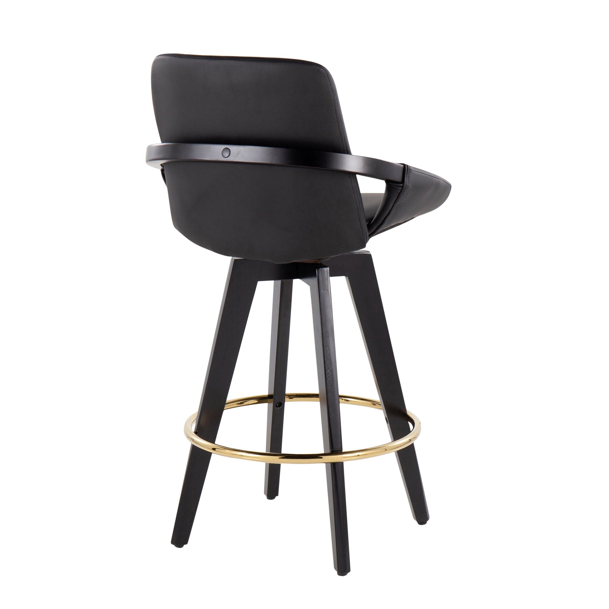 Cosmo Black Faux Leather Contemporary Swivel Counter Stool (Set of 2) 5 Cosmo Black Faux Leather Contemporary Swivel Counter Stool (Set of 2) - Image 5