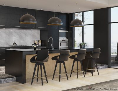 Cosmo Black Faux Leather Contemporary Swivel Counter Stool (Set of 2)