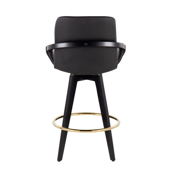 Cosmo Black Faux Leather Contemporary Swivel Counter Stool Set of 2 5