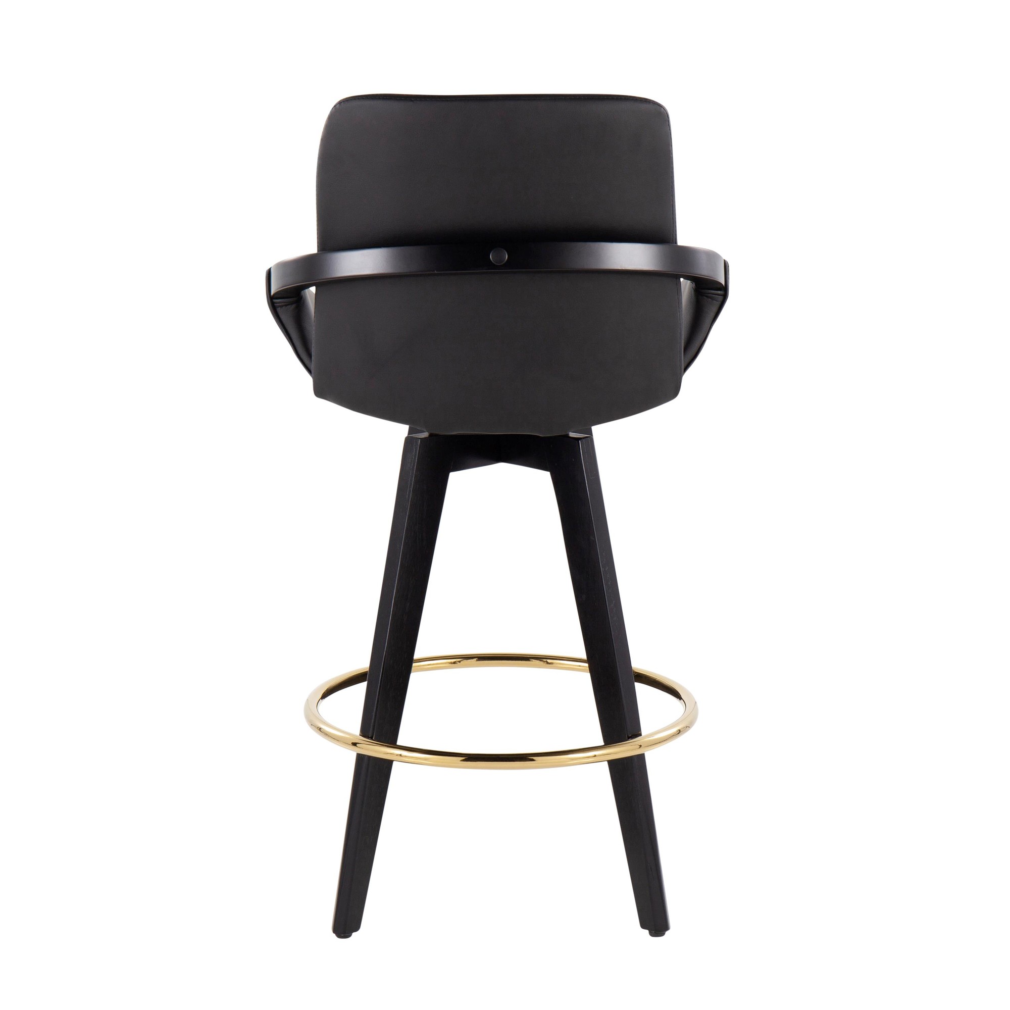 Cosmo Black Faux Leather Contemporary Swivel Counter Stool (Set of 2) 6 Cosmo Black Faux Leather Contemporary Swivel Counter Stool (Set of 2) - Image 6