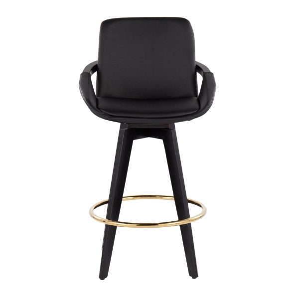 Cosmo Black Faux Leather Contemporary Swivel Counter Stool Set of 2 6